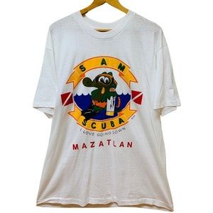 Vtg 80's Poco Loco Club Sam Scuba Mazatlan "I Love Going‎ Down" Graphic T Shirt